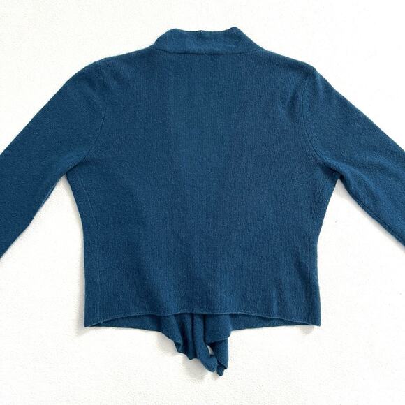 White + Warren Blue Cashmere Open-front Waterfall Long Sleeve Sweater Cardigan M - Picture 8 of 8